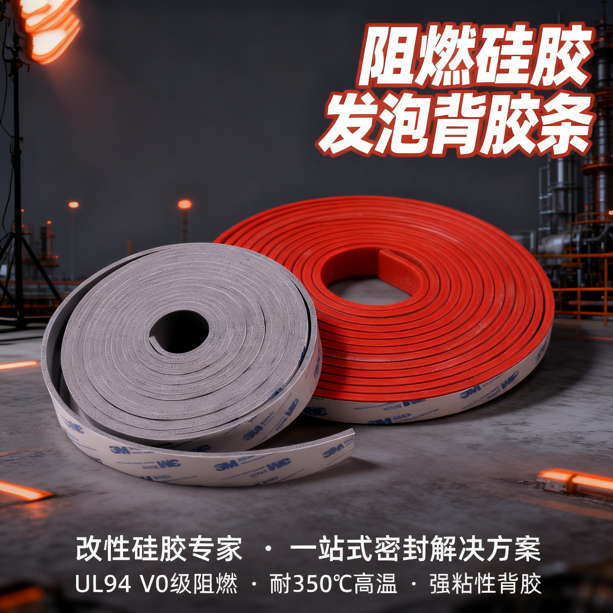 阻燃硅膠發泡背膠條